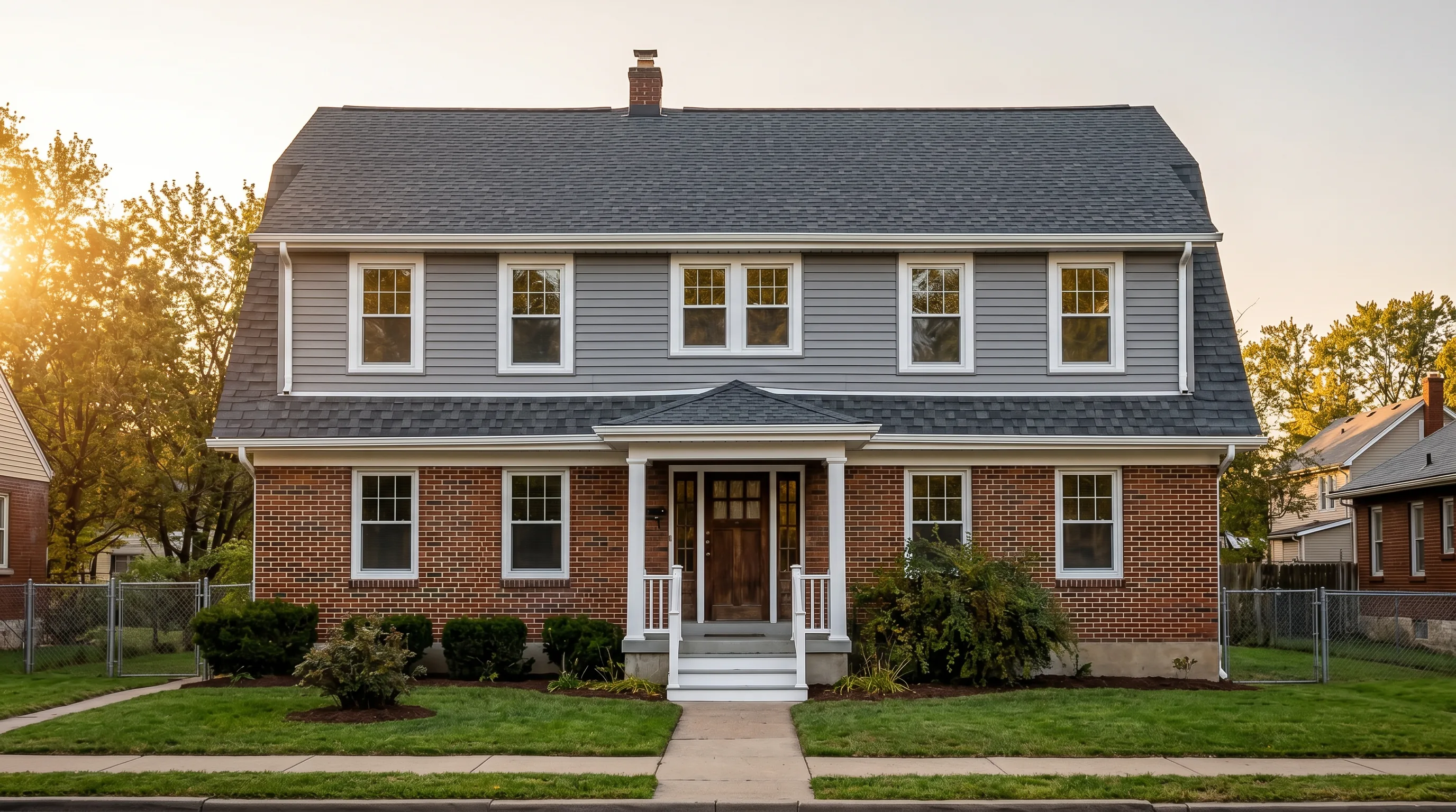 Restored full home exterior after Sanchez Construction transformation