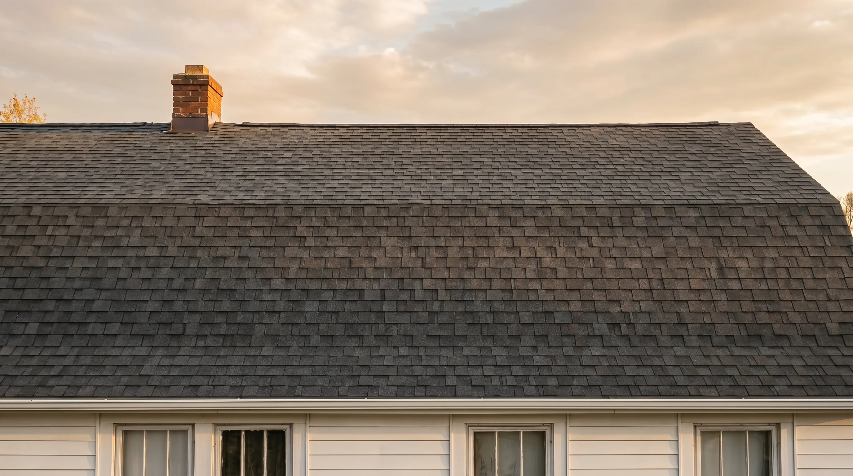 Close detail of restored roofing